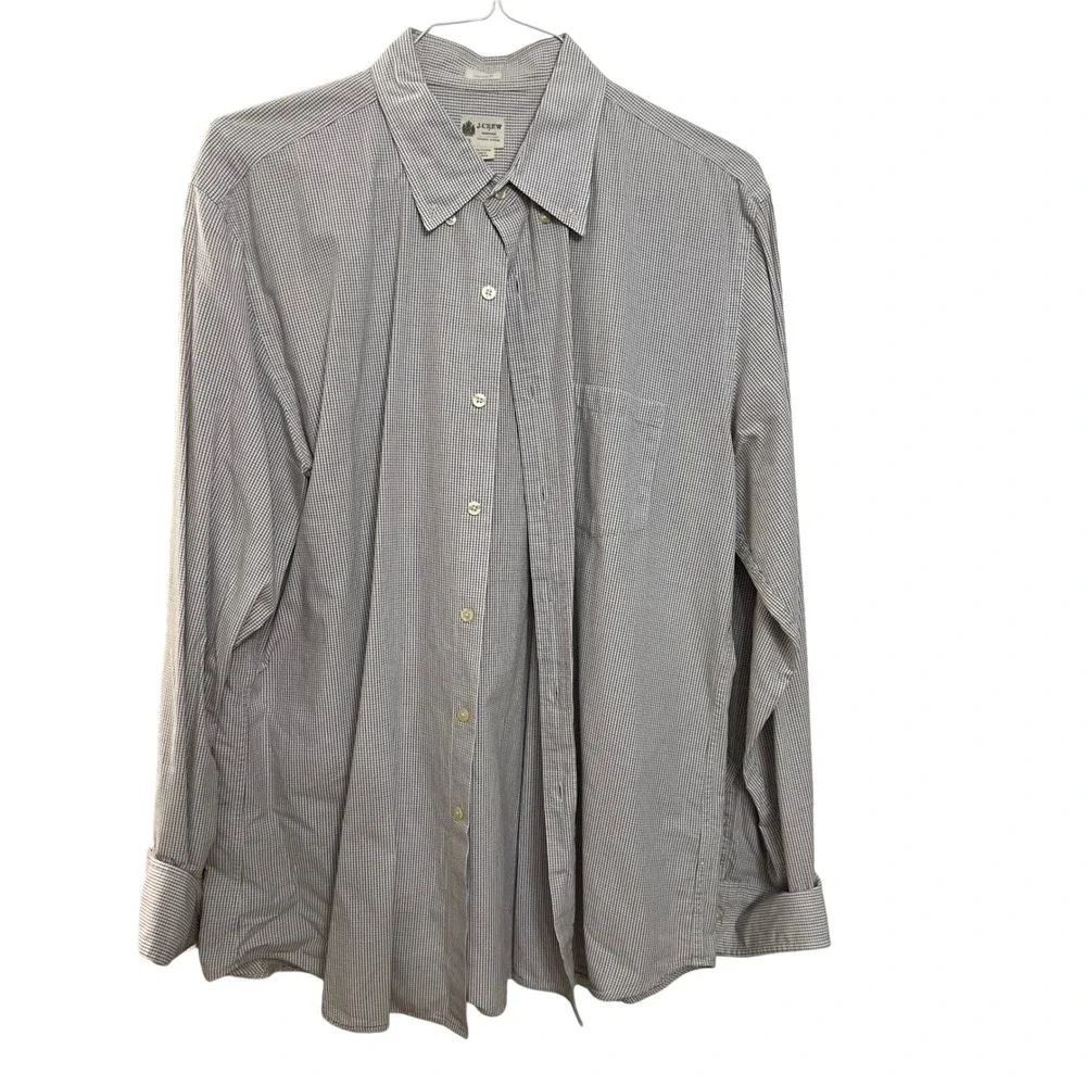 J.Crew Tailored Fit Plaid Button Shirt Men's XL Long Sleeve Washed Casual Cotton